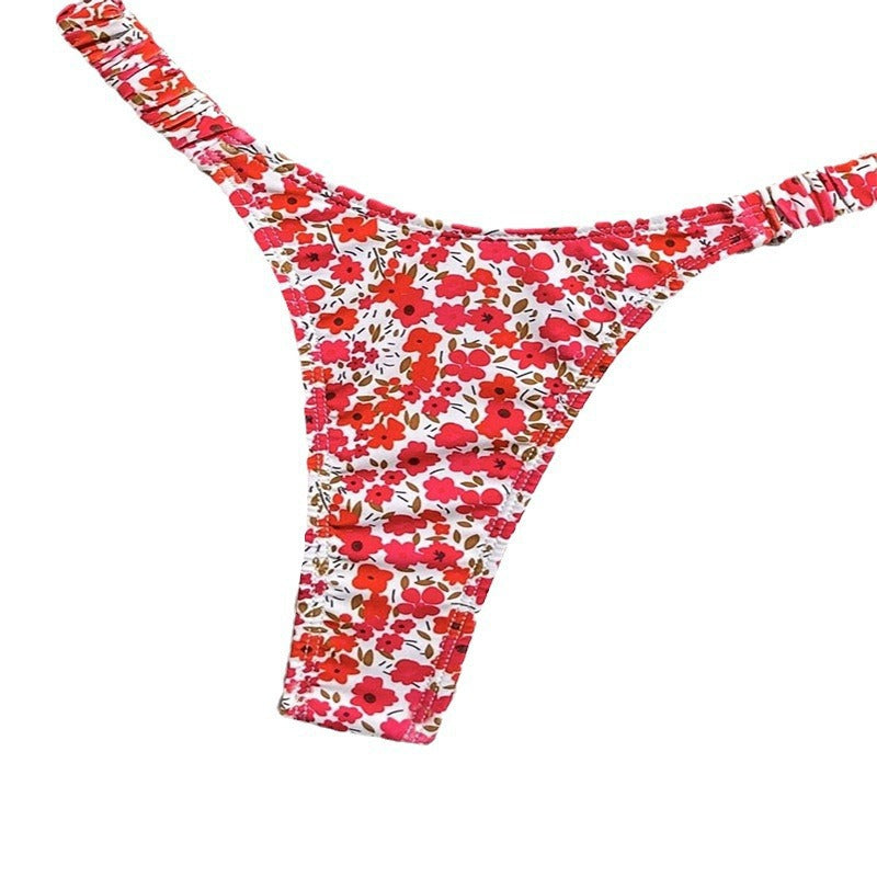 Damen Triangel-Bikini-Set mit verstellbaren Trägern und floralem Muster R&B