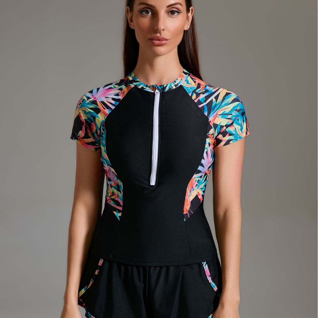 Damen Sportlicher Schwimmanzug mit innovativem Reißverschluss und stylischen kurzen Hosen R&B