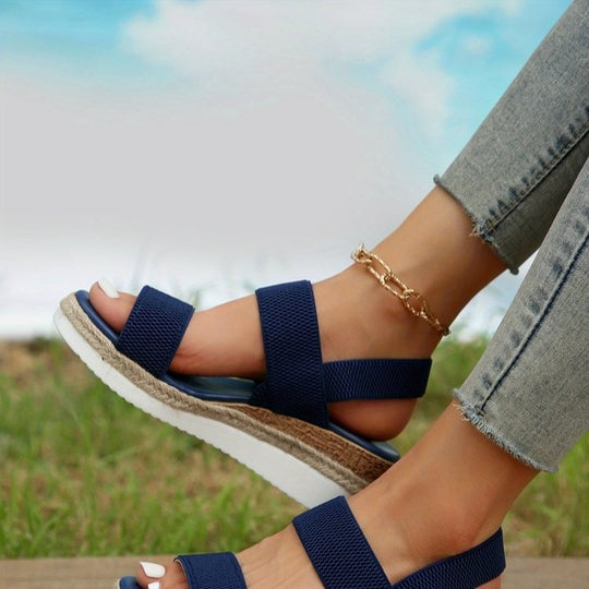 Damen Komfortable Wedge-Sandalen mit elastischen Riemen und modischem Design R&B
