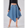 Damen asymmetrischer Denim-Rock mit attraktivem Saumdesign R&B
