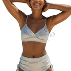 Damen Hochgeschnittener Bikini mit elegantem Wickeloberteil R&B