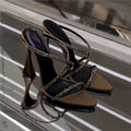 Damen elegante Absatzsandalen mit modischem Riemendesign und funkelnden Strassakzenten R&B