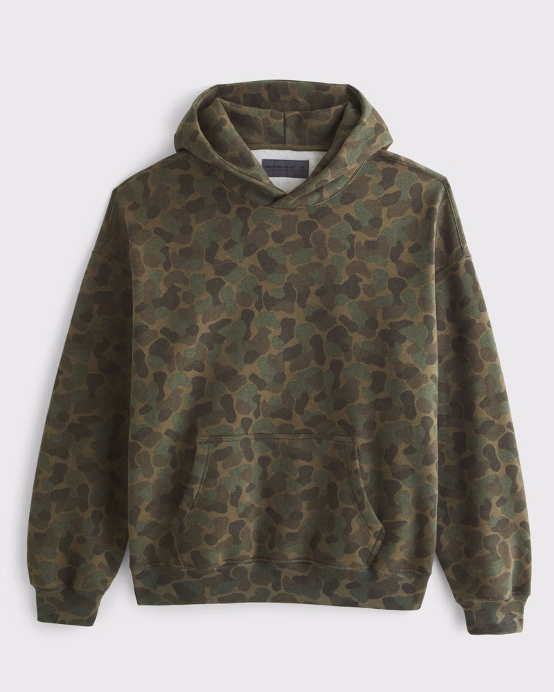 Unisex nan lockerer Kapuzensweat mit dezenter Blätterstruktur, doppelter Kapuze ohne Kordelzug und Kängurutasche R&B