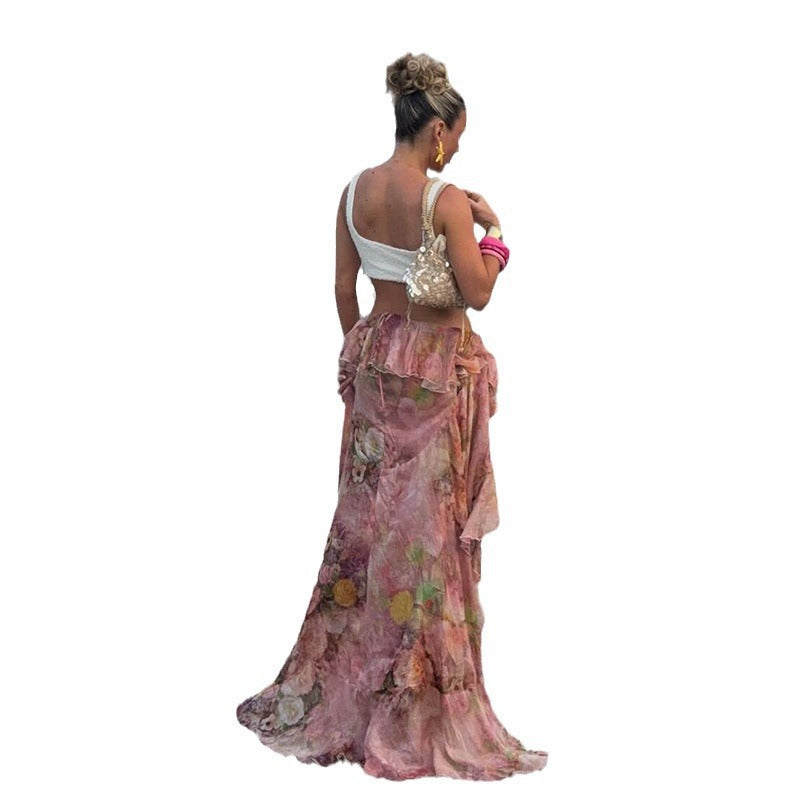 Damen Rock mit floralen Volantdetails R&B