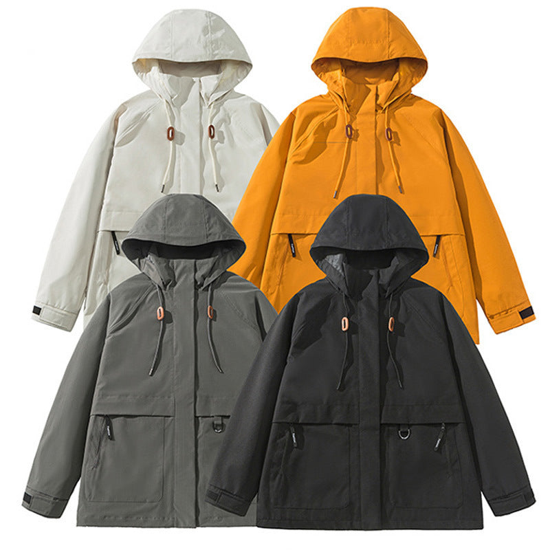 Damen technische Outdoor-Jacke mit verstellbarer Kapuze und großen Taschen R&B