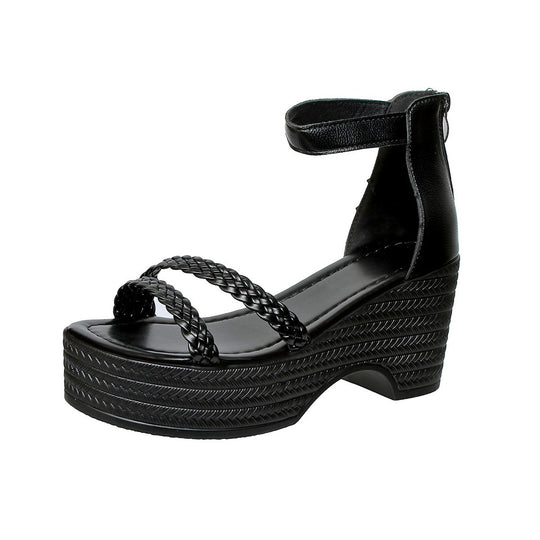 Damen Wedge-Sandaletten mit geflochtenen Riemen und rutschfester Sohle R&B