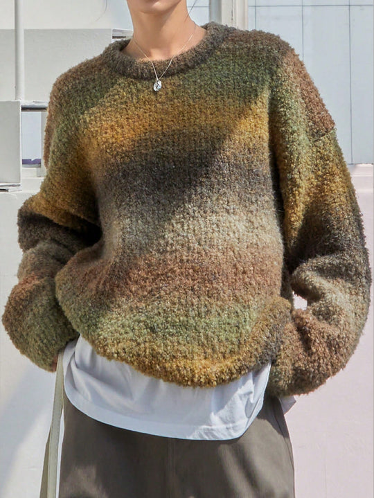 Damen Flauschiger Pullover mit strukturiertem Farbverlauf und weitem Schnitt R&B