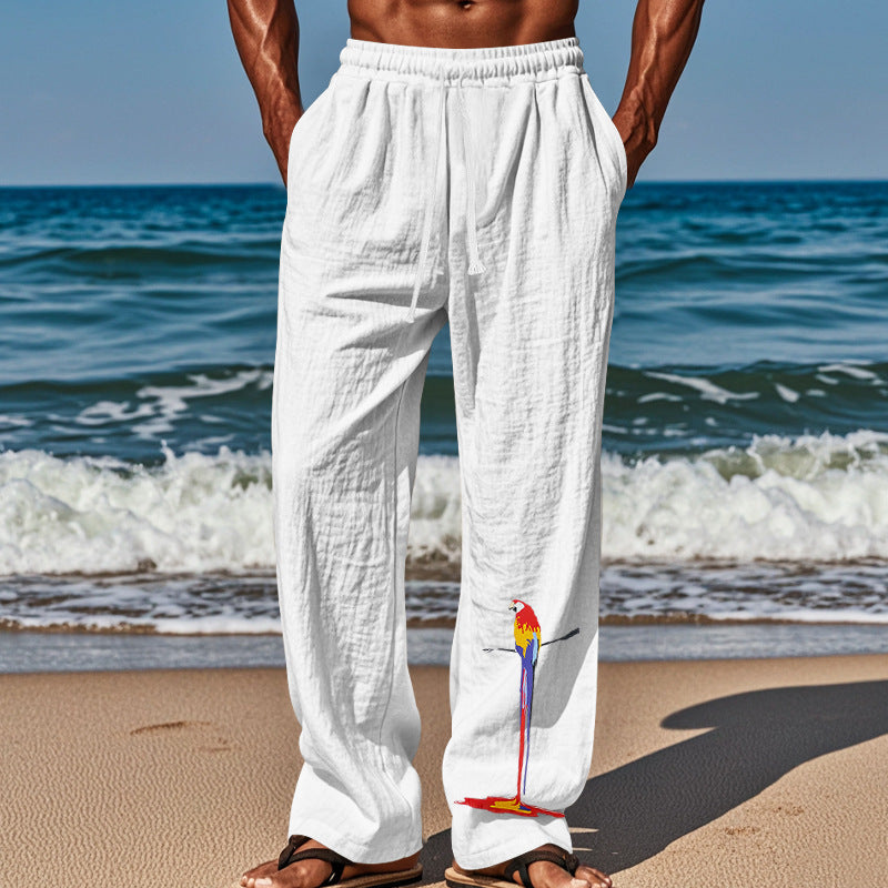 Herren Strandhose aus leichtem, atmungsaktivem GewR&Be mit buntem Print R&B