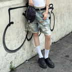 Damen Destroyed Denim-Shorts mit hohem Bund und ausgefransten Säumen R&B