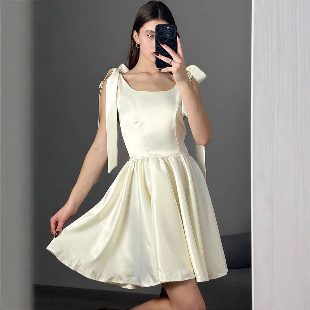 Damen lässiges Sommerkleid mit Schleifen R&B