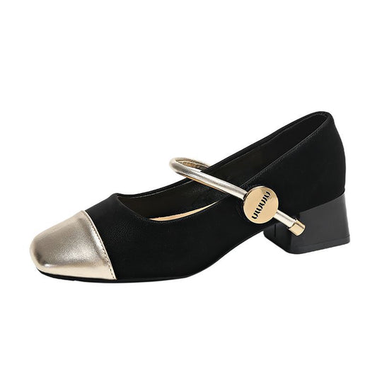 Damen Mary Jane Schuhe mit glänzendem Absatz R&B