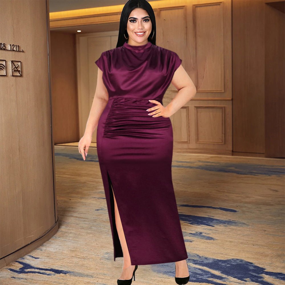 Damen Maxikleid mit elegantem V-Ausschnitt und schickem Schlitz R&B
