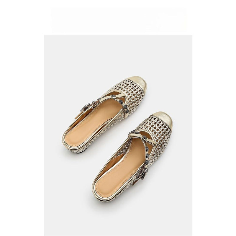 Damen elegante Ballerinas mit transparentem Netzdesign R&B