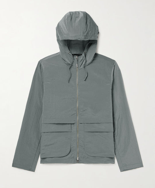 Herren leichte Outdoor-Jacke mit verstellbarem Kapuzenkragen und großen Taschen R&B