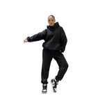 Damen gemütlicher Oversized Hoodie mit intuitivem Kordelzug und passender Jogginghose R&B