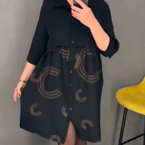 Damen Hemdblusenkleid mit modischer Overlay-Optik R&B
