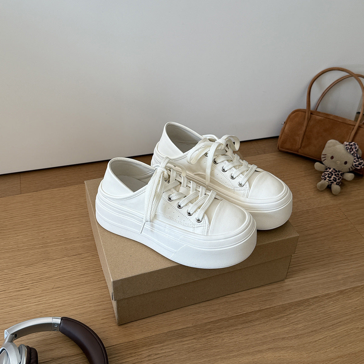 Damen Hochwertige Sneaker mit dämpfender Plattform und atmungsaktiver Obermaterialstruktur
