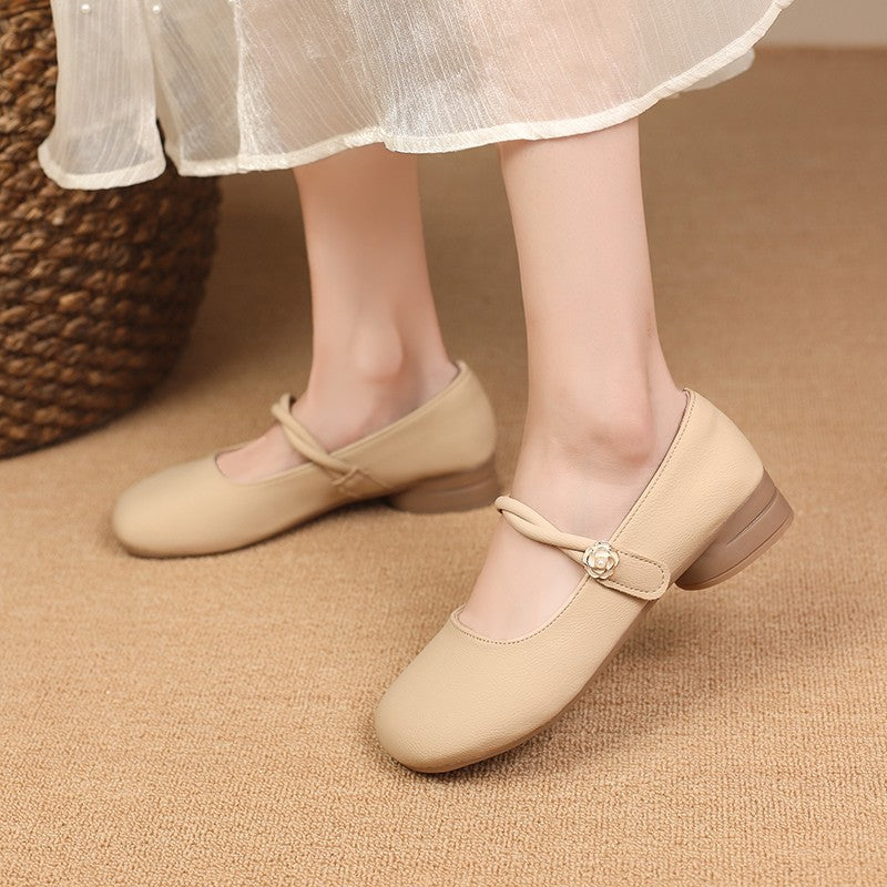Damen elegante Mary Jane Ballerinas mit dekorativem Riemchen R&B