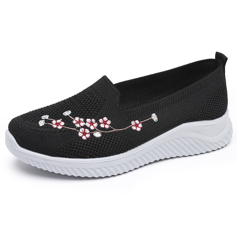 Damen Slip-On Freizeitschuhe mit luftdurchlässiger Oberflächenstruktur und floralem Dekor R&B