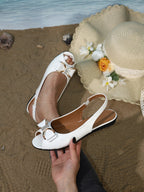 Damen offene Slingback-Sandalen mit funkelnder Schleifenapplikation R&B
