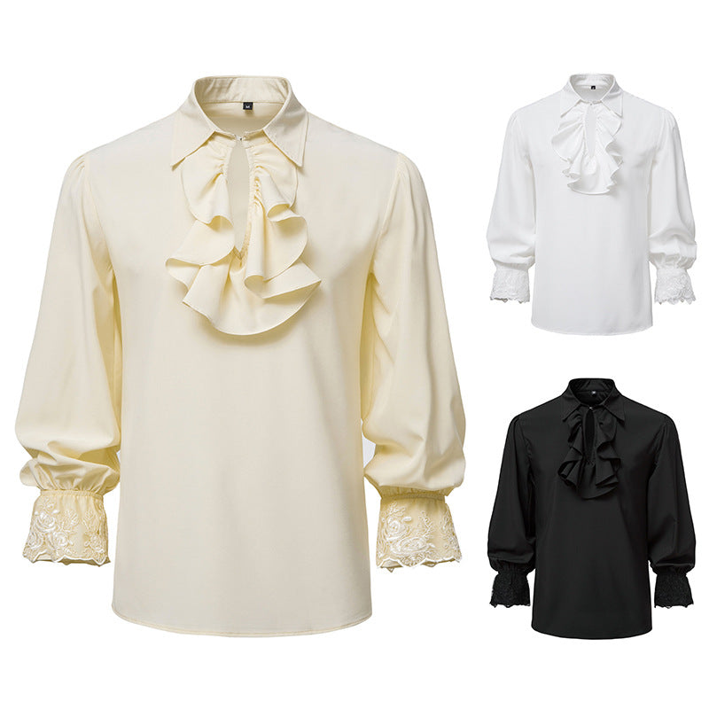 Damen Bluse mit Rüschendetails und Spitzenabschlüssen
