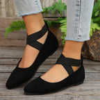 Damen Bequeme Ballerinas mit modischen Kreuzriemen R&B