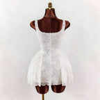 Damen nan tailliertes Spitzen-Cocktailkleid mit Korsett-Bustier und doppellagigem Schößchenrock R&B