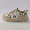 Damen nan modische Plateau-Sneaker mit floralem Canvasmuster und Velourslederbesatz R&B