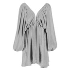 Damen Voluminöses V-Ausschnitt Tunika mit Rüschendetails R&B
