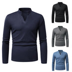 Herren Langarm-Henley-Shirt mit strukturierter Oberfläche