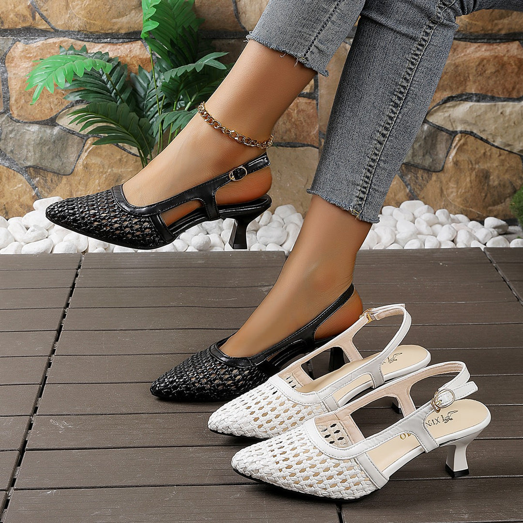 Damen Sling-Sandalen mit durchbrochenem Design und elegantem Blockabsatz R&B