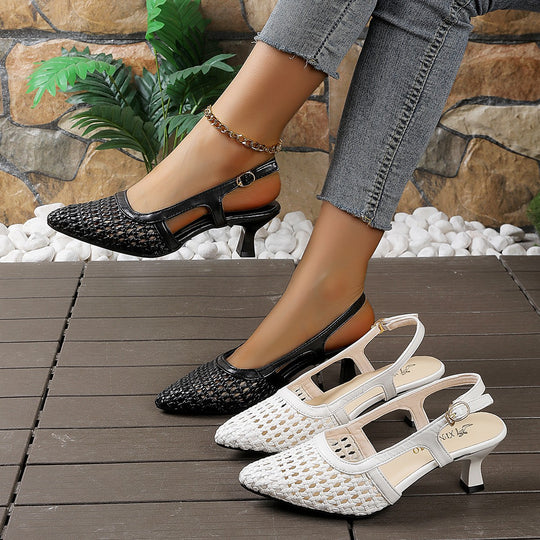 Damen Sling-Sandalen mit durchbrochenem Design und elegantem Blockabsatz R&B