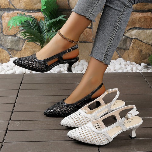 Damen Sling-Sandalen mit durchbrochenem Design und elegantem Blockabsatz R&B