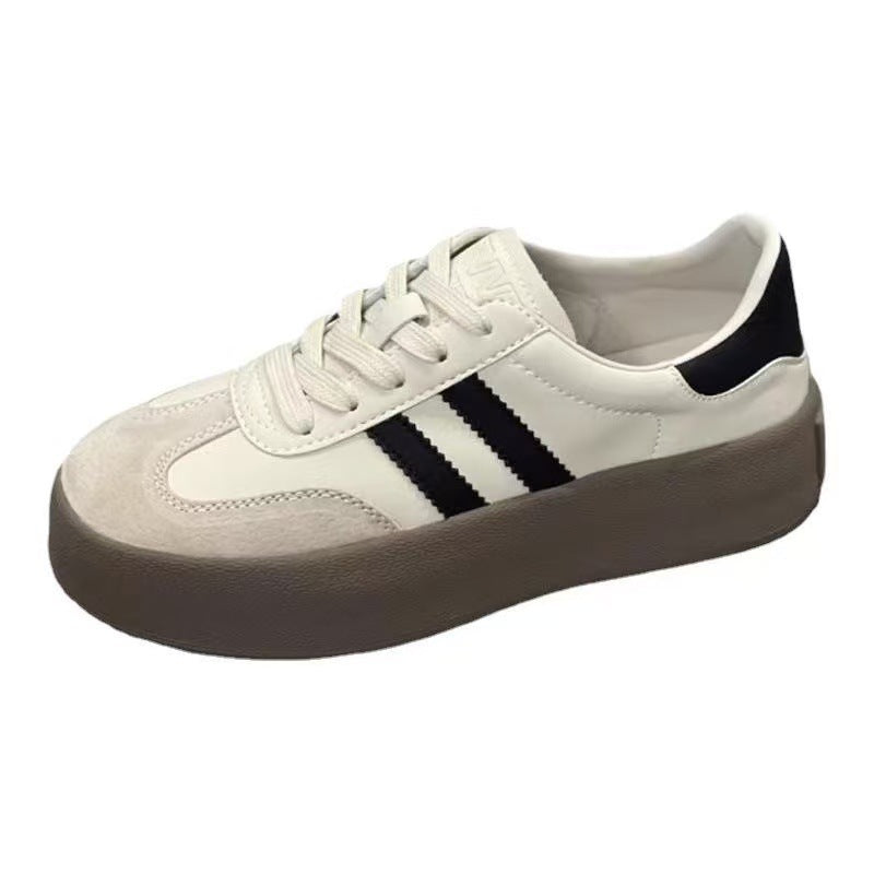 Damen Plateausneakers mit eleganter Oberflächenstruktur und rutschfester Sohle