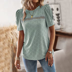 Damen Elegantes Blusenshirt mit Puffärmeln und feinem Muster R&B