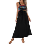 Damen Sommerliches Maxikleid mit buntem Stickdesign und breiten Trägern R&B