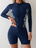 Damen Surfanzug mit langem Arm und floralen Akzenten R&B