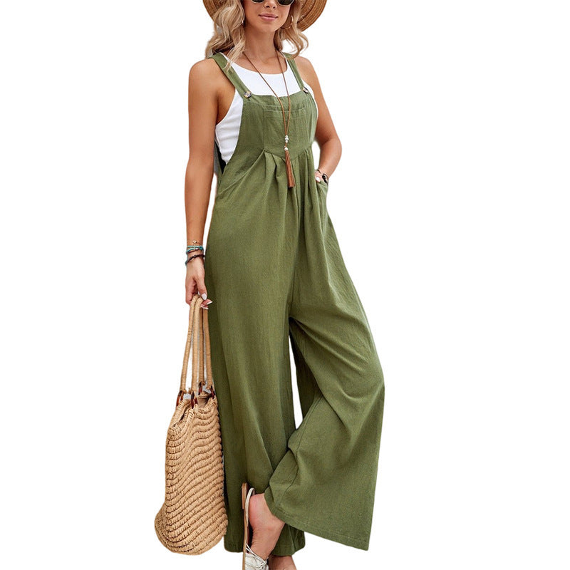 Damen lässiger Jumpsuit mit breiten Beinen und modischen Trägern R&B