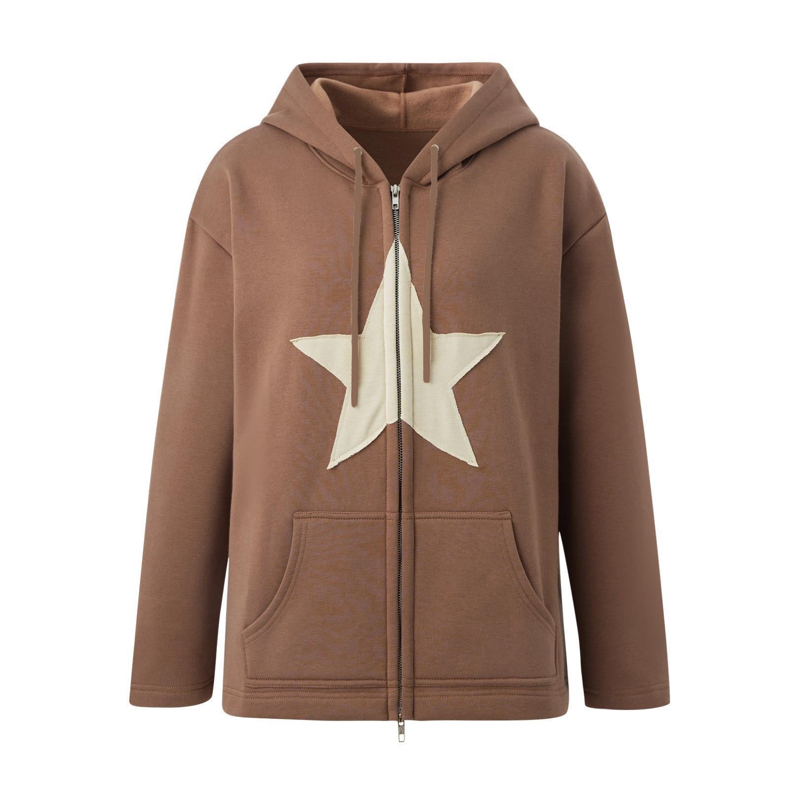 Damen Kapuzenjacke mit auffälligem Sternenmotiv und praktischen Taschen
