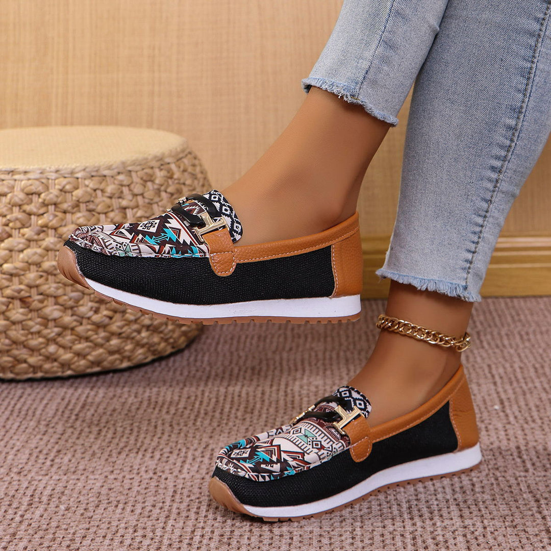 Damen Freizeit-Mokassins mit modischem Tribal-Muster und rutschfester Sohle R&B