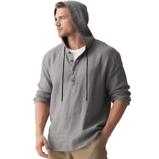 Herren Kapuzenshirt mit Knopfleiste und lässigem Schnitt R&B