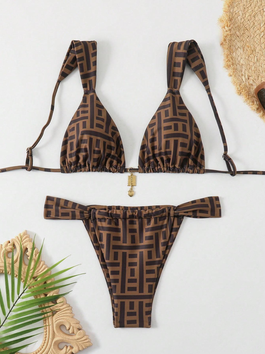 Damen Triangel-Bikini mit verspieltem Mustermix R&B