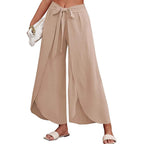 Damen Weite Sommerhose aus leichtem, atmungsaktivem Stoff mit Bindegürtel R&B