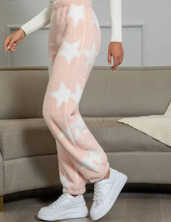 Damen kuschelige Fleece-Hose mit Leopardenmuster R&B