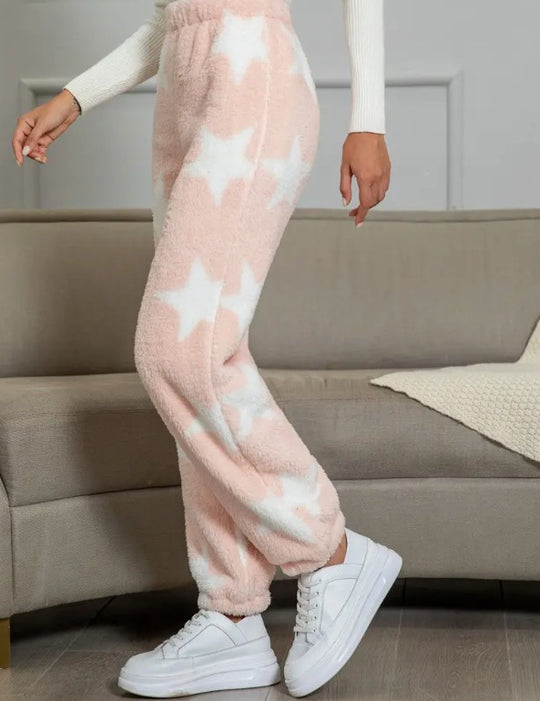 Damen kuschelige Fleece-Hose mit Leopardenmuster R&B