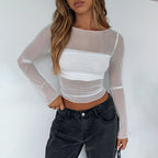 Damen Transparentes Langarmoberteil R&B
