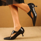 Damen elegante Peeptoe-Ballerinas mit modischem Riemen und komfortablem Absatz R&B