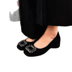 Damen elegante Ballerinas mit funkelndem Schließe-Detail R&B