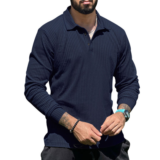 Herren langer Strickpullover mit strukturiertem Design und Knopfleiste R&B