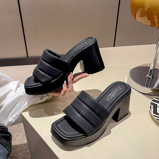 Damen Plateausandalen mit breiten Riemen R&B